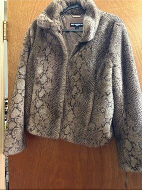 Karl Lagerfeld Taupe Patterned Teddy Jacket